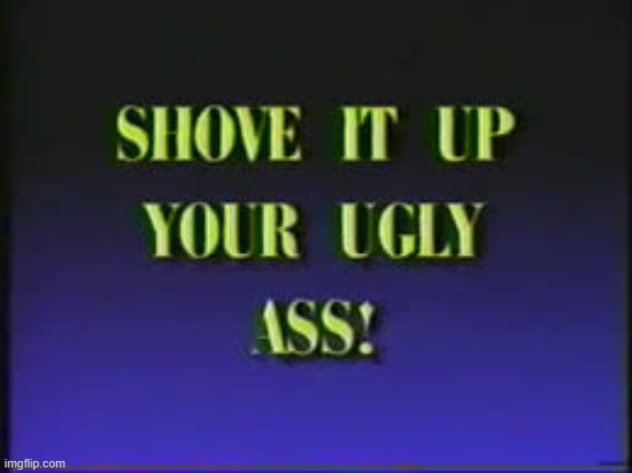 Shove it up your Ugly ass | image tagged in shove it up your ugly ass | made w/ Imgflip meme maker