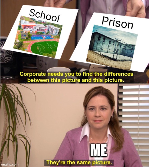 They're The Same Picture | School; Prison; ME | image tagged in memes,they're the same picture | made w/ Imgflip meme maker