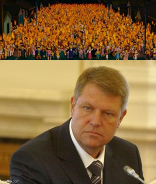 Angry Springfield Mob VS klaus werner johannis, the illegal romanian president | image tagged in klaus-iohannis,the simpsons,romania,politics,fill-in memes suck,not funny | made w/ Imgflip meme maker