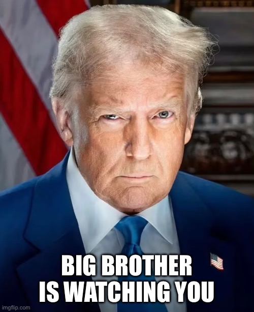 Big Brother is Watching You 2025 | BIG BROTHER IS WATCHING YOU | image tagged in 1984,donald trump,usa,trump,president trump | made w/ Imgflip meme maker