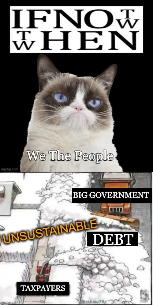 National Debt > $36 TRILLION (over $100,000 for every single person in America) & they keep spending!!! | We The People; BIG GOVERNMENT; UNSUSTAINABLE; DEBT; TAXPAYERS | image tagged in if not now,national debt,spending,infinite,unsustainable,big government | made w/ Imgflip meme maker