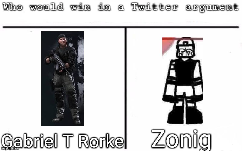 Pitting random mfs against each other | Zonig; Gabriel T Rorke | image tagged in pitting random mfs against each other,msmg,memes | made w/ Imgflip meme maker