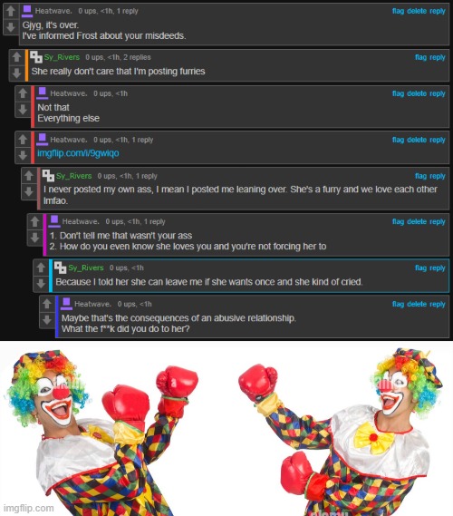 image tagged in 2 clowns fighting | made w/ Imgflip meme maker