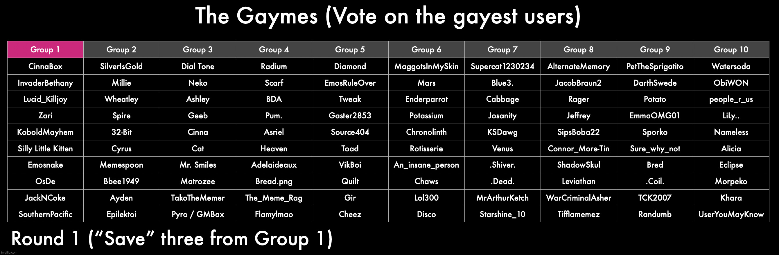 (This is a joke voting game attempting to figure out the gayest person on Imgflip) | made w/ Imgflip meme maker