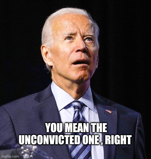 Joe Biden | YOU MEAN THE UNCONVICTED ONE , RIGHT | image tagged in joe biden | made w/ Imgflip meme maker