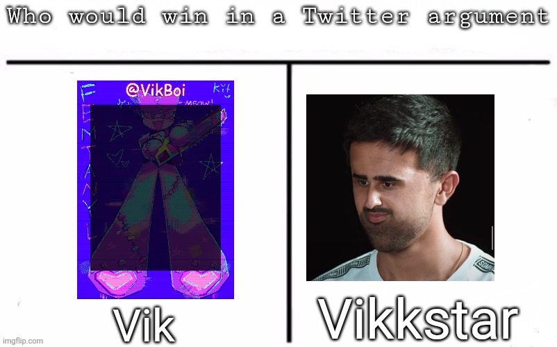 Pitting random mfs against each other | Vikkstar; Vik | image tagged in pitting random mfs against each other,memes,msmg | made w/ Imgflip meme maker