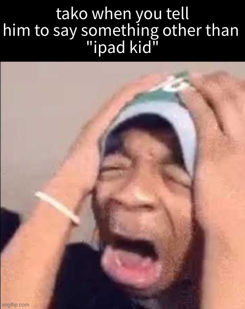 Flightreacts crying | tako when you tell him to say something other than 
"ipad kid" | image tagged in flightreacts crying | made w/ Imgflip meme maker