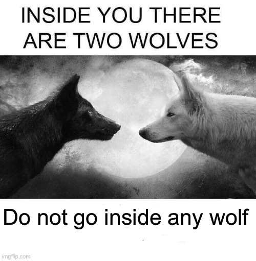 Inside you there are two wolves | Do not go inside any wolf | image tagged in inside you there are two wolves | made w/ Imgflip meme maker
