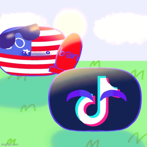 USA Bans Tiktok | image tagged in usa,tiktok,ibispaint,countryballs,memes | made w/ Imgflip meme maker