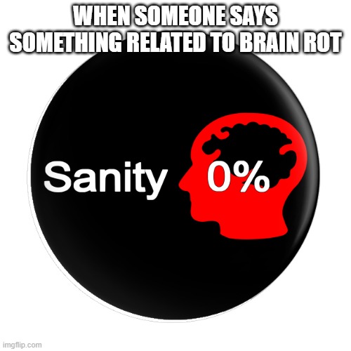 Sanity Drained | WHEN SOMEONE SAYS SOMETHING RELATED TO BRAIN ROT | image tagged in sanity drained | made w/ Imgflip meme maker