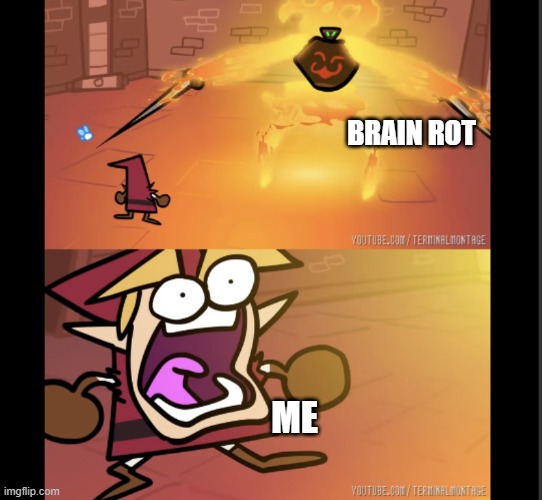 Scared link | BRAIN ROT; ME | image tagged in scared link | made w/ Imgflip meme maker