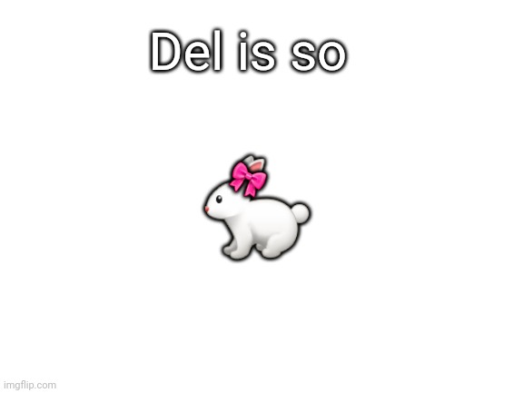 . | Del is so; 🐇; 🎀 | made w/ Imgflip meme maker
