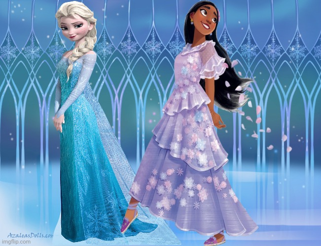 The Frost Flower Friendship | image tagged in encanto,frozen,elsa,elsa frozen,isabela madrigal,encanto meme | made w/ Imgflip meme maker