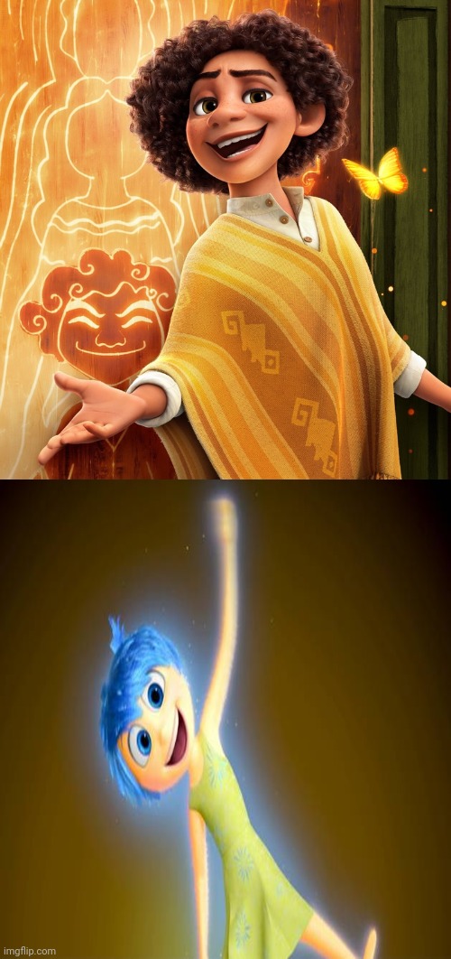 Camilo Turns into Joy | image tagged in camilo turns into who,encanto,inside out,camilo madrigal,joy,yellow | made w/ Imgflip meme maker