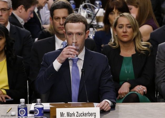 Mark Zuckerberg Sipping Water  | image tagged in mark zuckerberg sipping water | made w/ Imgflip meme maker