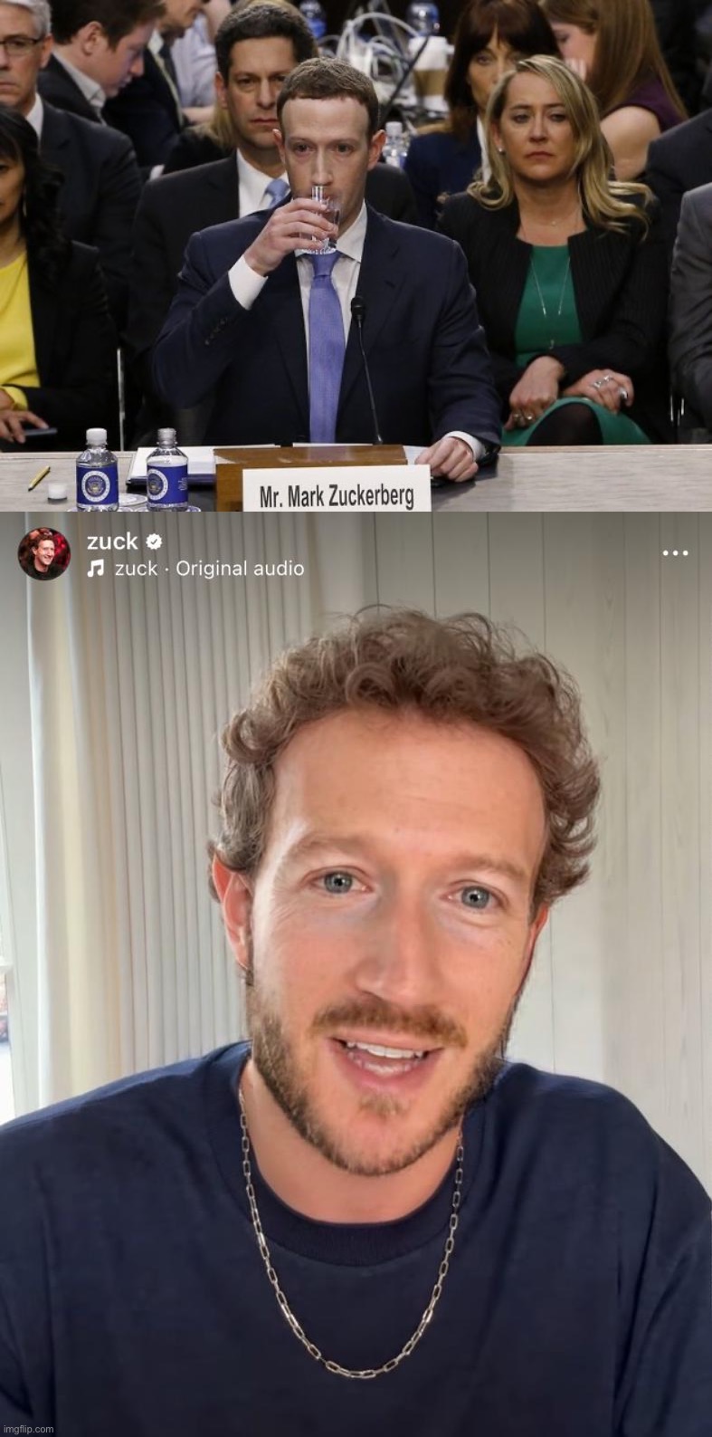 Zuckerberg at Peak Lizard vs Peak Human | image tagged in mark zuckerberg sipping water | made w/ Imgflip meme maker