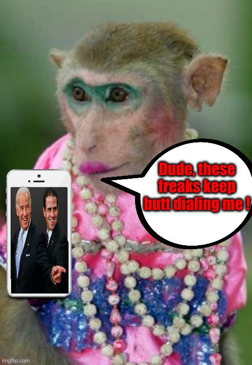 Monkey make up | Dude, these freaks keep butt dialing me ! | image tagged in monkey make up | made w/ Imgflip meme maker