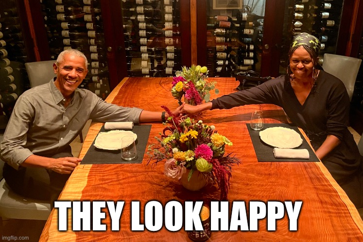 The Obamas | THEY LOOK HAPPY | image tagged in the obamas | made w/ Imgflip meme maker