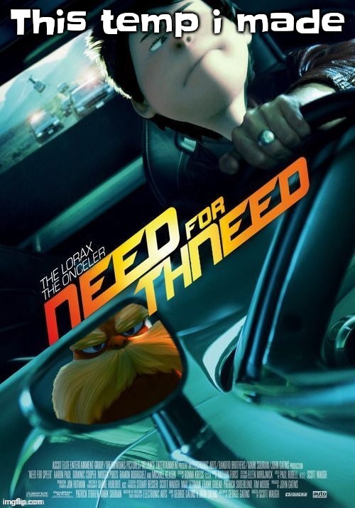 I didn't make it but I did upload it | This temp i made | image tagged in the need for thneed | made w/ Imgflip meme maker