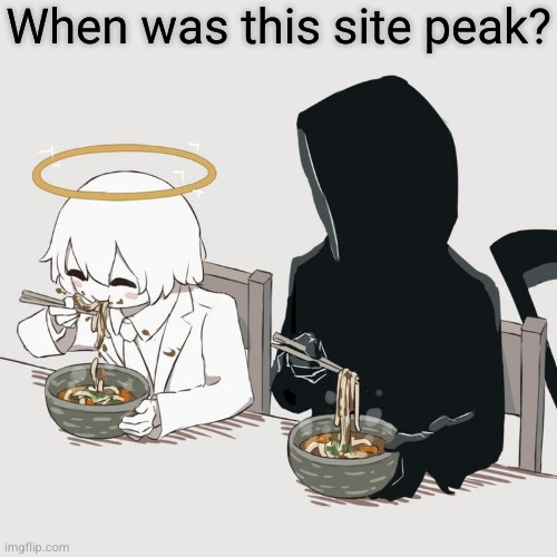 what's y'all thinking | When was this site peak? | image tagged in avogado6,imgflip,peak,memes | made w/ Imgflip meme maker