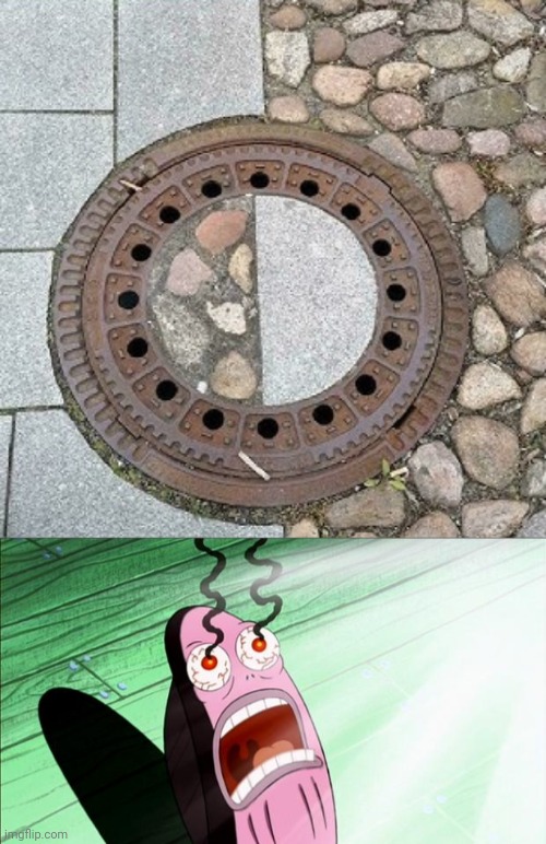 Pothole | image tagged in spongebob my eyes,potholes,pothole,memes,ground,you had one job | made w/ Imgflip meme maker