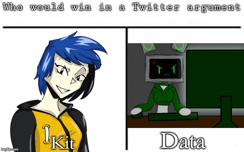 actually, tbh Kit would just start crying after a single response from Data, there's no argument | Data; Kit | image tagged in pitting random mfs against each other | made w/ Imgflip meme maker