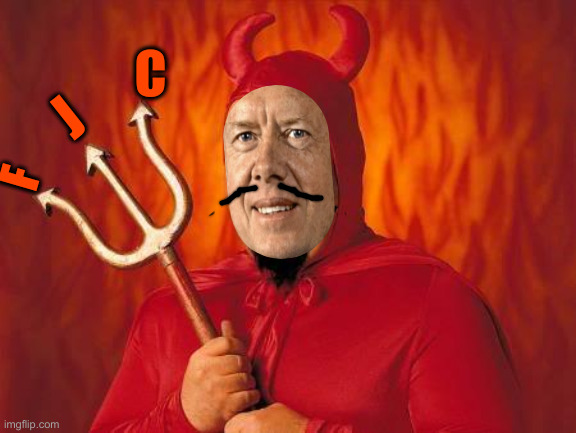 funny satan | F J C | image tagged in funny satan | made w/ Imgflip meme maker