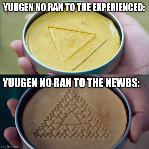 Taiko no Tatsujin’s Yuugen No Ran be like: | YUUGEN NO RAN TO THE EXPERIENCED:; YUUGEN NO RAN TO THE NEWBS: | image tagged in squid game 2 | made w/ Imgflip meme maker