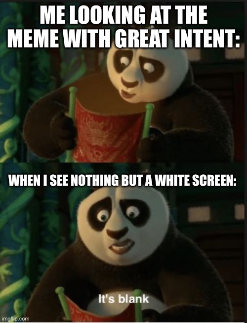 Well. | ME LOOKING AT THE MEME WITH GREAT INTENT:; WHEN I SEE NOTHING BUT A WHITE SCREEN: | image tagged in its blank | made w/ Imgflip meme maker