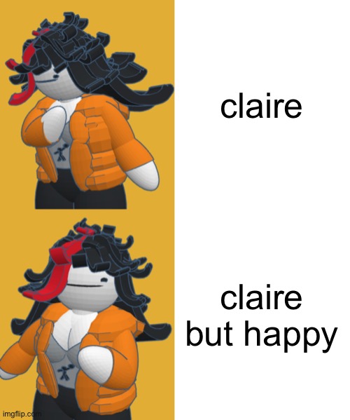 anti-meme | claire; claire but happy | image tagged in claire hotline bling | made w/ Imgflip meme maker