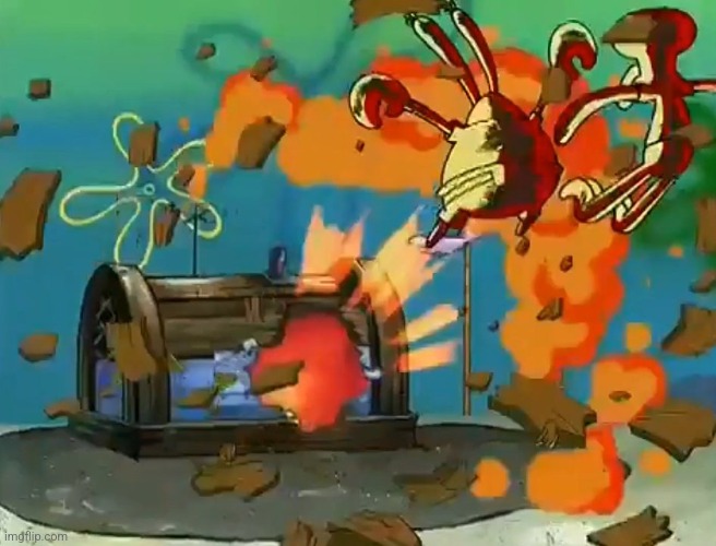 Krusty Krab explosion | image tagged in krusty krab explosion | made w/ Imgflip meme maker