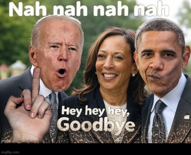 Adios assholes | image tagged in black background,middle finger,joe biden,kamala harris | made w/ Imgflip meme maker