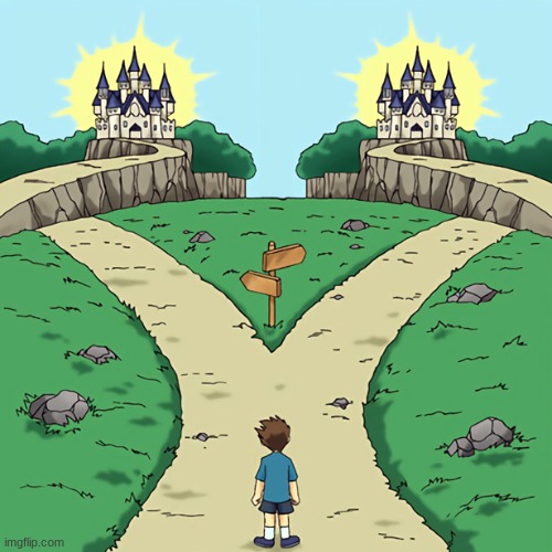 Two paths but they're both good | image tagged in two paths but they're both good | made w/ Imgflip meme maker