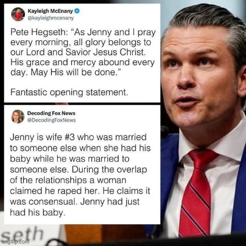 Christian Nationalism in all its glory. | image tagged in hegseth,christian nationalism,clown car republicans | made w/ Imgflip meme maker