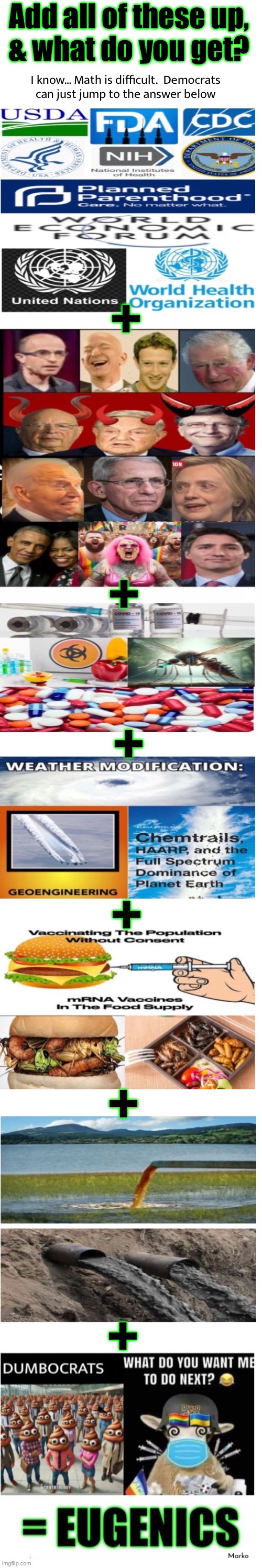 These are the Major ones | Add all of these up,
& what do you get? I know… Math is difficult.  Democrats
can just jump to the answer below; +; +; +; +; +; + | image tagged in memes,they want u dead,they r trying to kill u,u r a useless eater,i say that they n lefty fjb voters can gotohell,finger | made w/ Imgflip meme maker