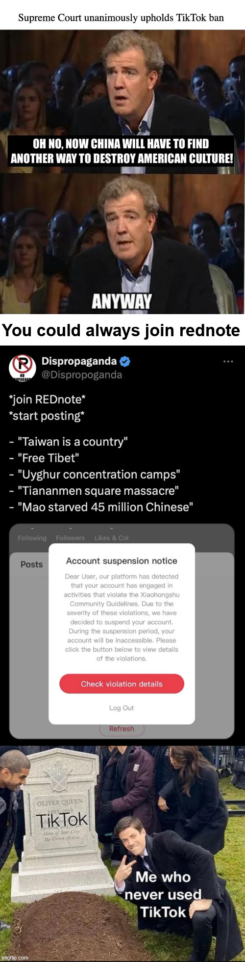 Oh well... anyway... | You could always join rednote | image tagged in tiktok,rednote,chinese propaganda,libs love it | made w/ Imgflip meme maker