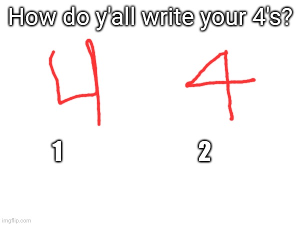 How do y'all write your 4's? 1                               2 | made w/ Imgflip meme maker