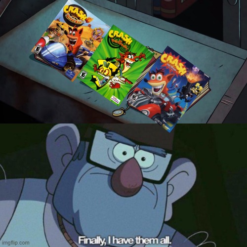 The Crash Bandicoot action pack from 2007 | image tagged in i have them all,crash bandicoot,crash nitro kart,crash twinsanity,crash tag team racing,activision | made w/ Imgflip meme maker