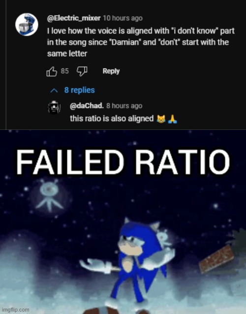 laugh at this person | image tagged in sonic failed ratio | made w/ Imgflip meme maker