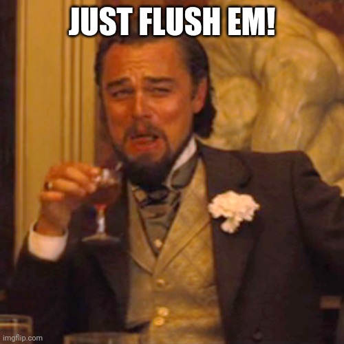 Laughing Leo Meme | JUST FLUSH EM! | image tagged in memes,laughing leo | made w/ Imgflip meme maker