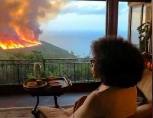 Oprah Watching real estate fire Blank Meme Template