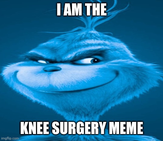 Blue Grinch | I AM THE; KNEE SURGERY MEME | image tagged in blue grinch | made w/ Imgflip meme maker