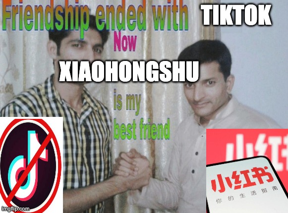 it was fun while it lasted tiktok | TIKTOK; XIAOHONGSHU | image tagged in friendship ended with x now y is my best friend,tiktok,rednote,xiaohongshu | made w/ Imgflip meme maker