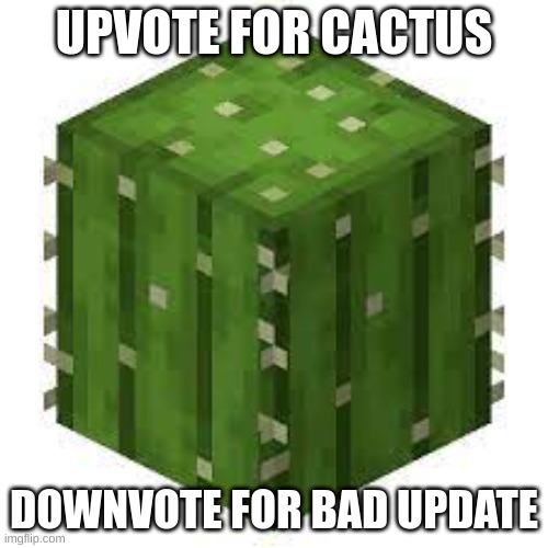 Minecraft Cactus | UPVOTE FOR CACTUS; DOWNVOTE FOR BAD UPDATE | image tagged in funny | made w/ Imgflip meme maker