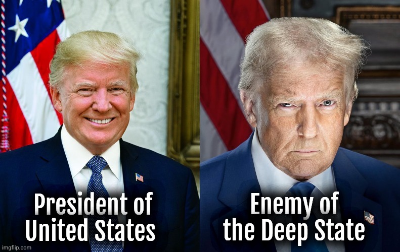 Let the Season 2 begin! | Enemy of the Deep State; President of United States | image tagged in trump before and after,trump,donald trump,deep state | made w/ Imgflip meme maker