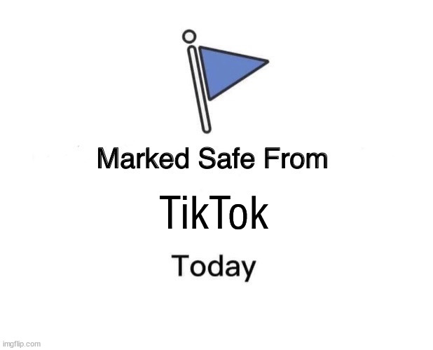 RIP TikTok | TikTok | image tagged in memes,marked safe from,tiktok,rip tiktok,funny | made w/ Imgflip meme maker