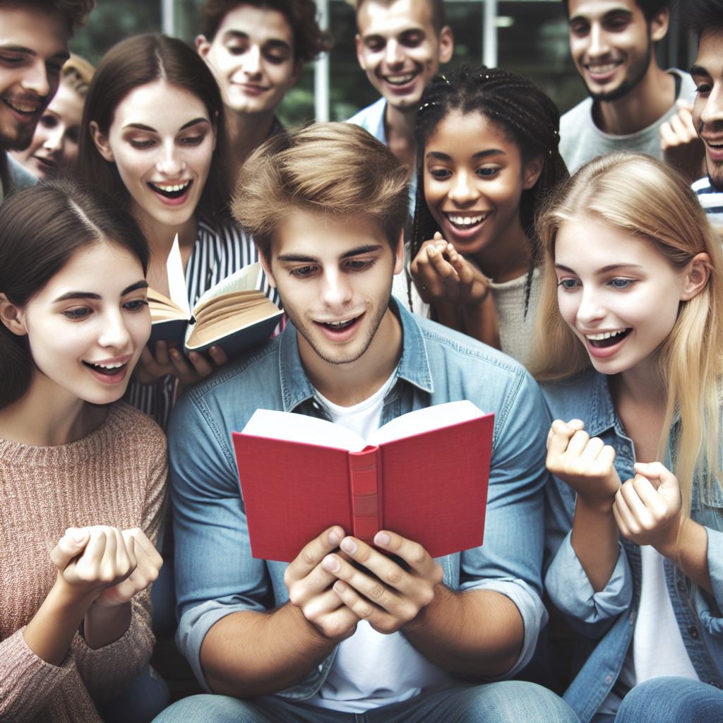 American youth excitedly reading Mao's Little Red Book. Blank Meme Template