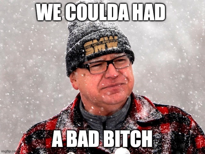 We coulda had a bad bitch | WE COULDA HAD; A BAD BITCH | image tagged in tim walz,crowd size | made w/ Imgflip meme maker