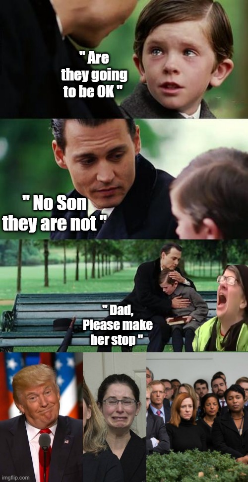 " Are they going to be OK "; " No Son they are not "; " Dad, Please make her stop " | image tagged in memes,finding neverland | made w/ Imgflip meme maker