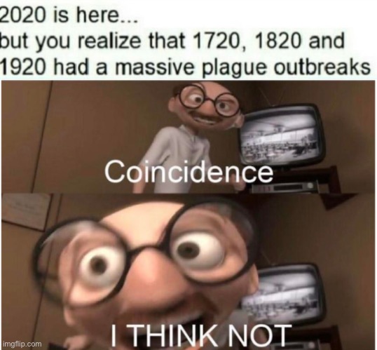 Old meme but factual | image tagged in coincidence i think not,plague,covid-19,covid | made w/ Imgflip meme maker